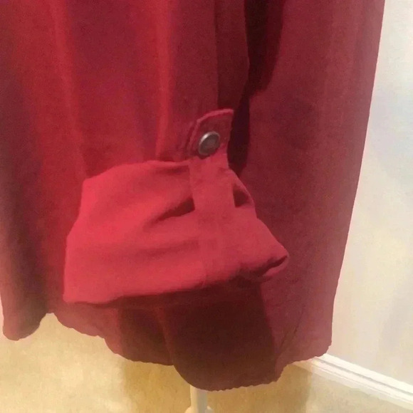 SIMPLY VERA VERA WANG Burgundy V-Neck Long Sleeve Button Cuff Sheer Top Size PL - Picture 8 of 8